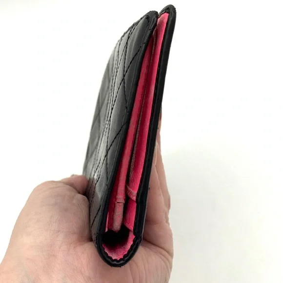 Chanel Cambon Ligne Long Wallet Black Lambskin Pink Series 10 w/ Holo, Auth Card - Picture 14 of 16